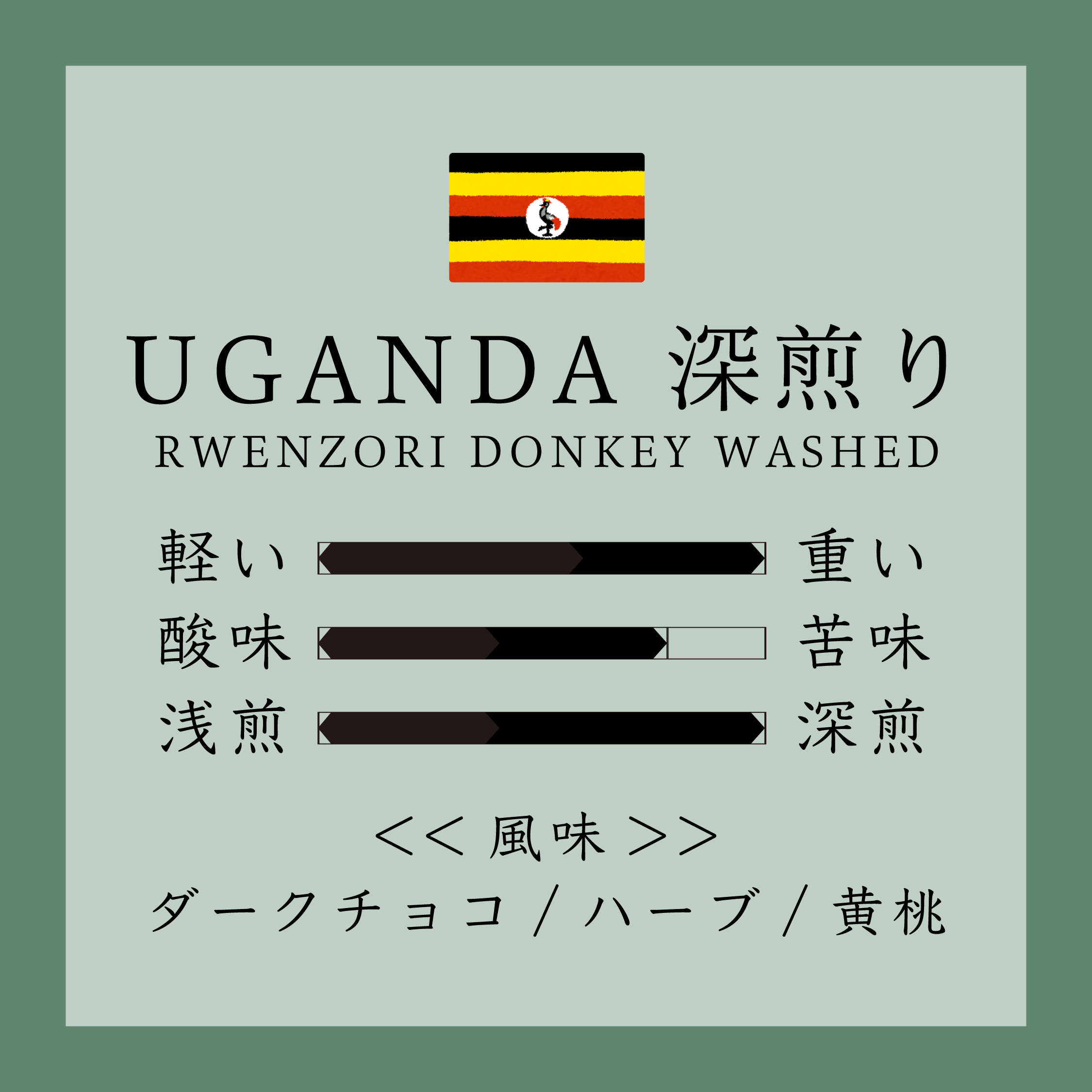 Uganda Rwenzori Donkey Washed 深煎り 150g