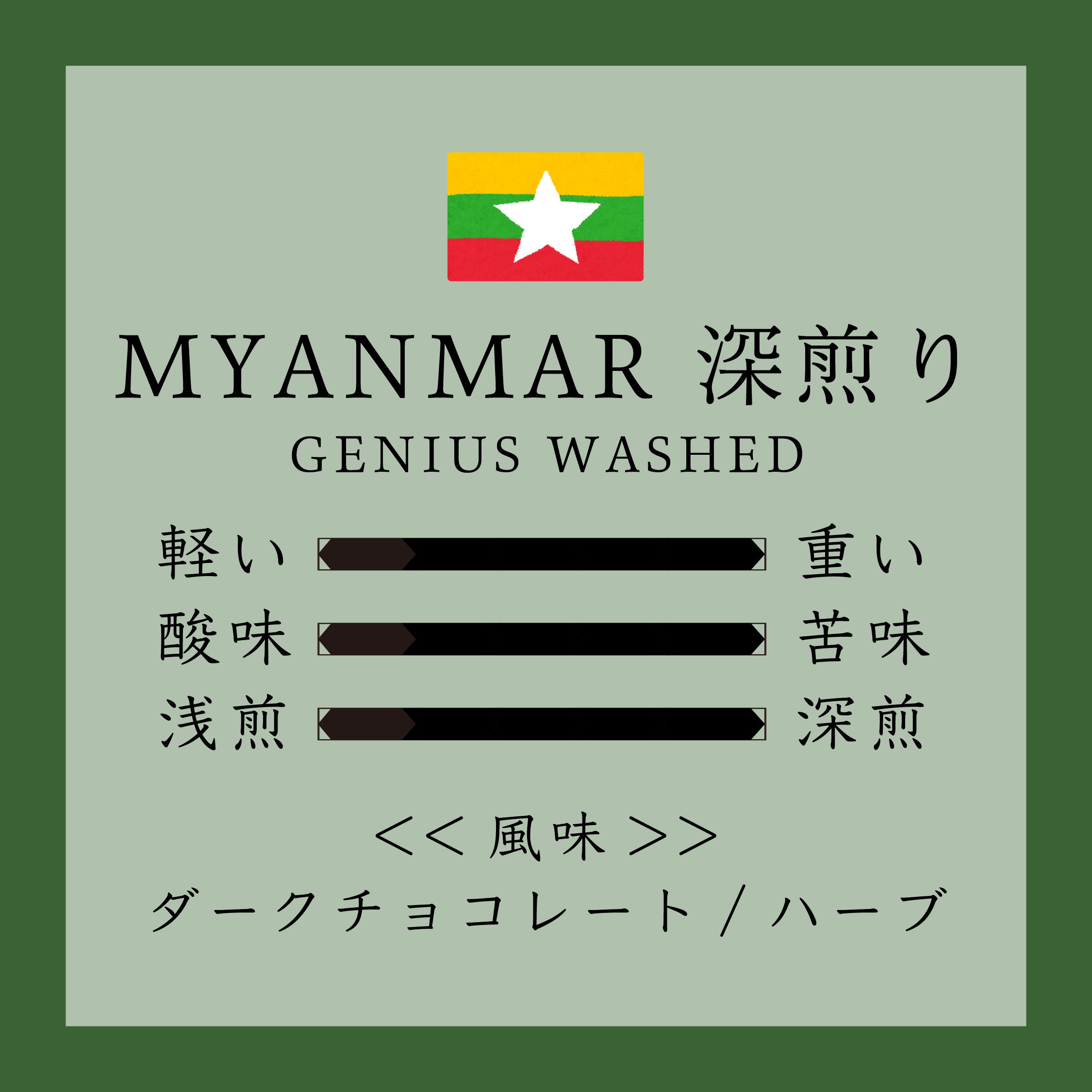 Myanmar 深煎り Genius Washed 150g